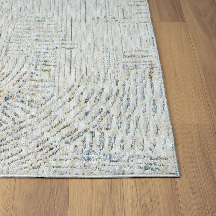 Ivory and Gray Abstract Area Rug Photo 9