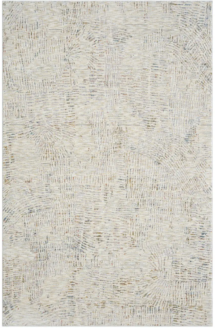 Ivory and Gray Abstract Area Rug Photo 2