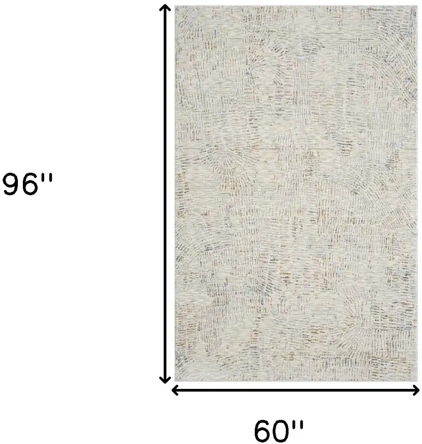 Ivory and Gray Abstract Area Rug Photo 3