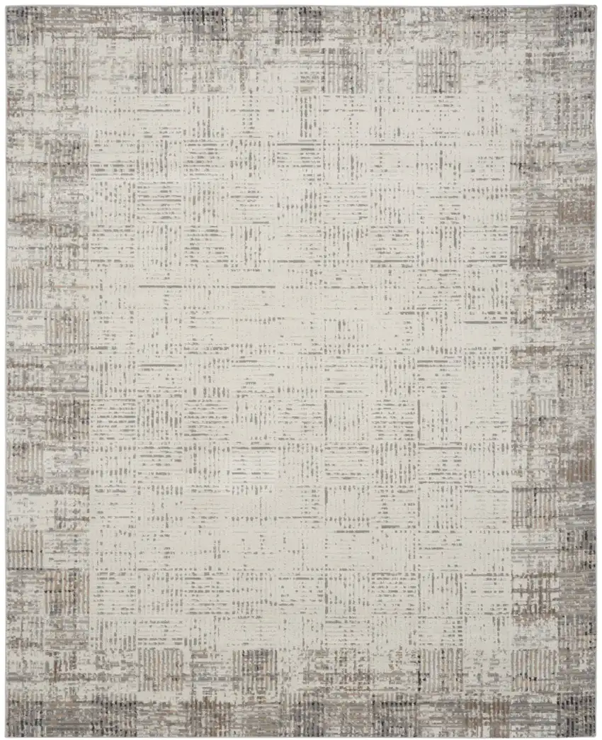 Ivory and Gray Abstract Area Rug Photo 4