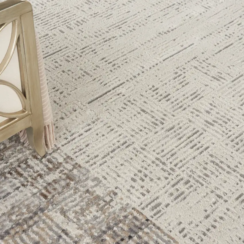 Ivory and Gray Abstract Area Rug Photo 8