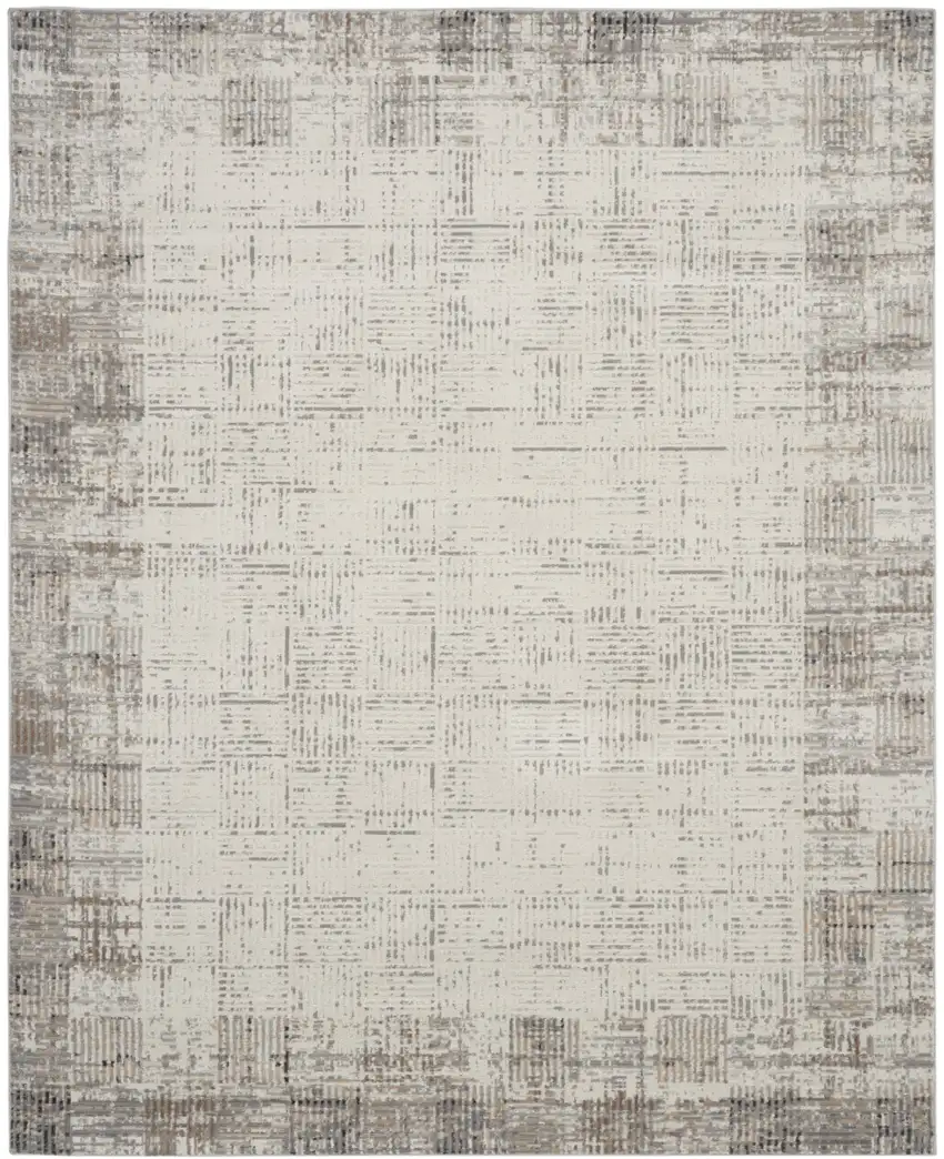 Ivory and Gray Abstract Area Rug Photo 1