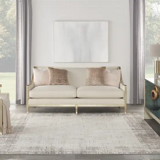 Ivory and Gray Abstract Area Rug Photo 9