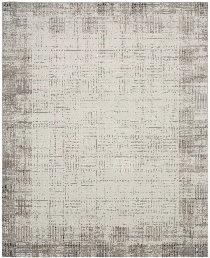 Ivory and Gray Abstract Area Rug Photo 2