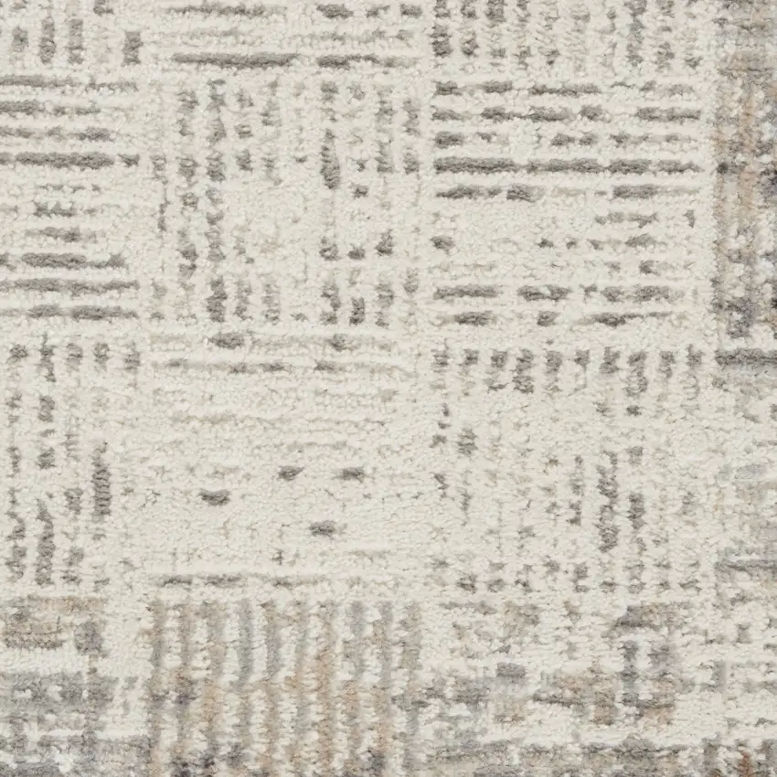 Ivory and Gray Abstract Area Rug Photo 3