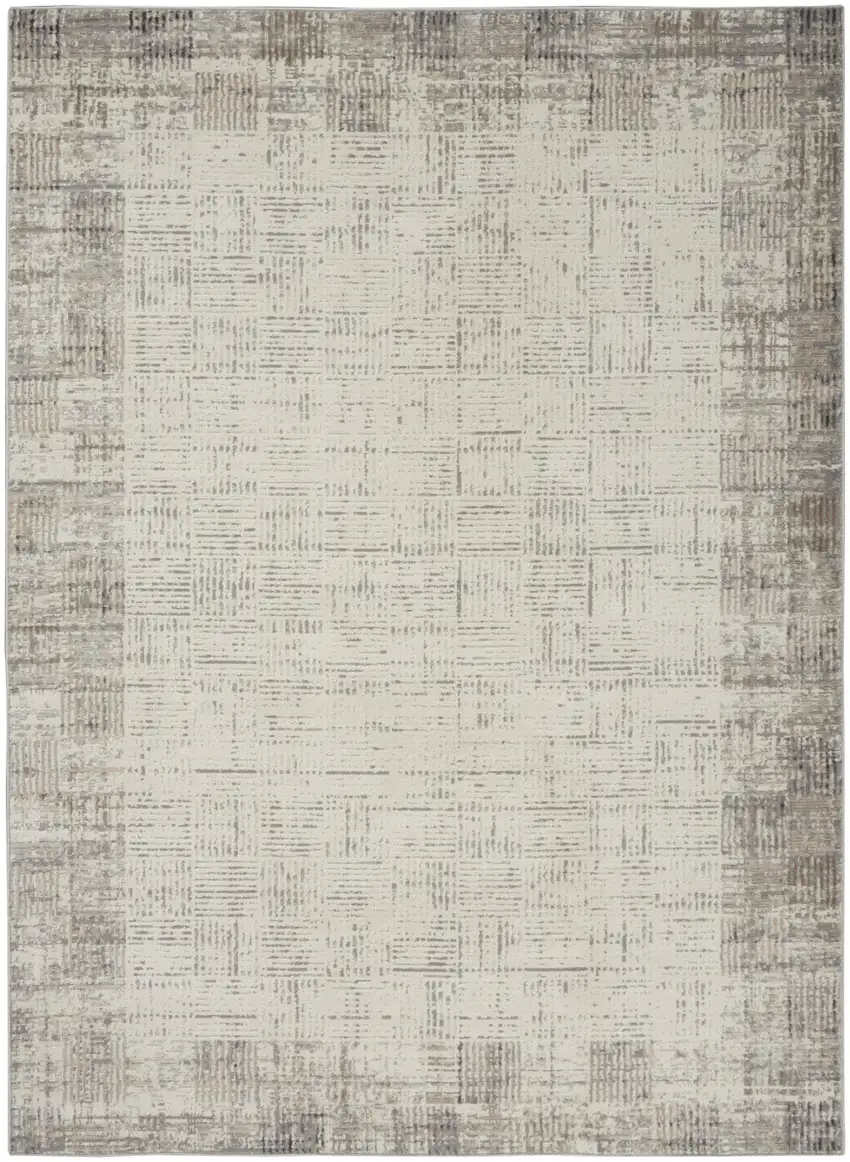 Ivory and Gray Abstract Area Rug Photo 5