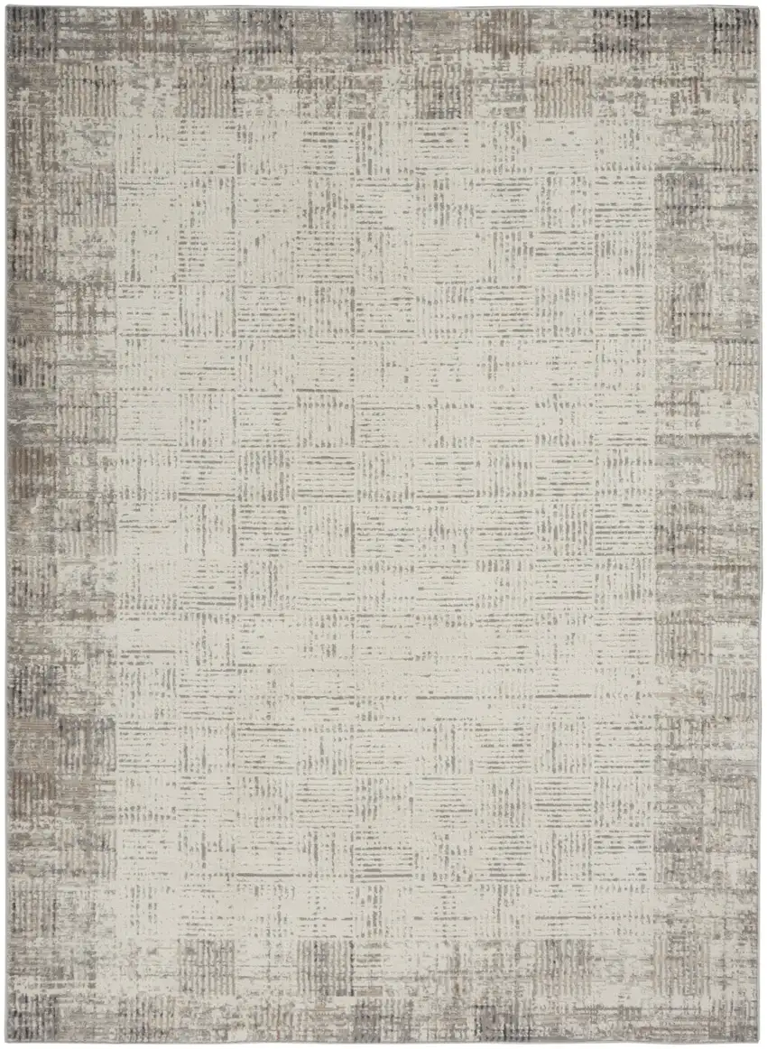 Ivory and Gray Abstract Area Rug Photo 2