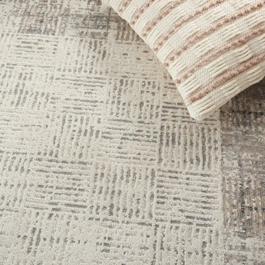 Ivory and Gray Abstract Area Rug Photo 8