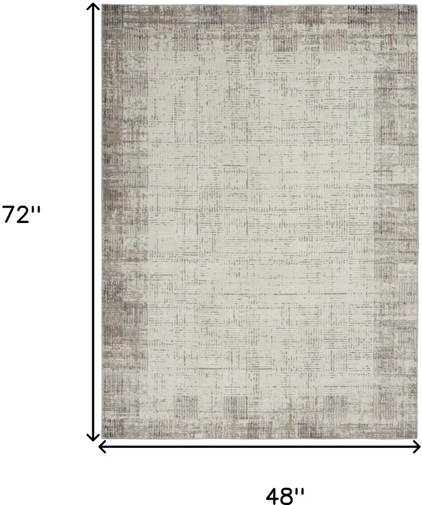 Ivory and Gray Abstract Area Rug Photo 3
