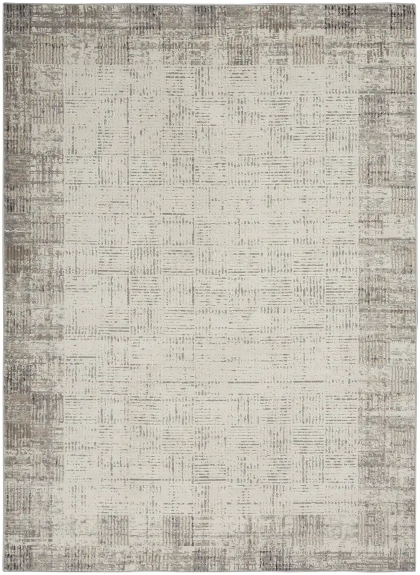 Ivory and Gray Abstract Area Rug Photo 1