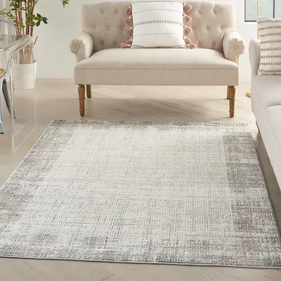 Ivory and Gray Abstract Area Rug Photo 4