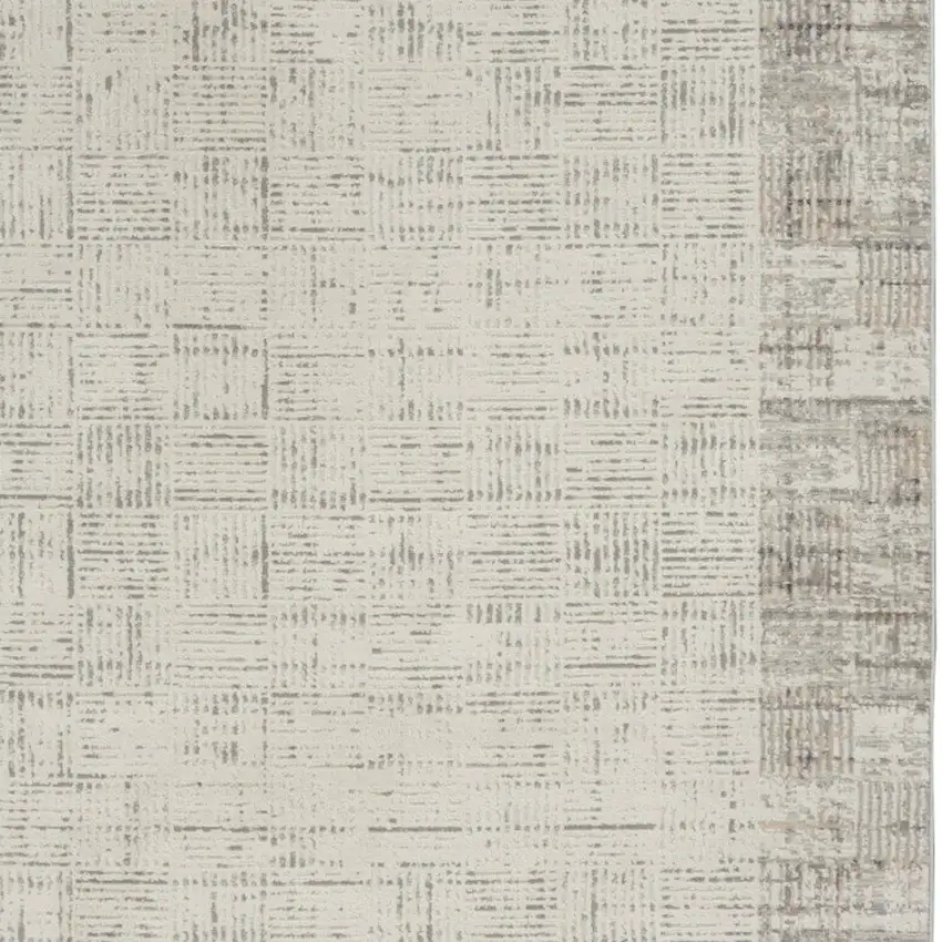 Ivory and Gray Abstract Area Rug Photo 5