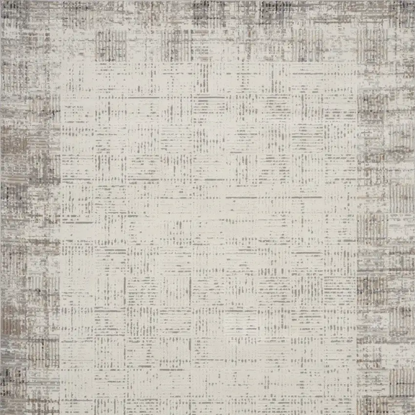 Ivory and Gray Abstract Area Rug Photo 6