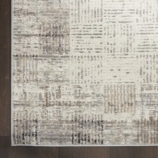 Ivory and Gray Abstract Area Rug Photo 8