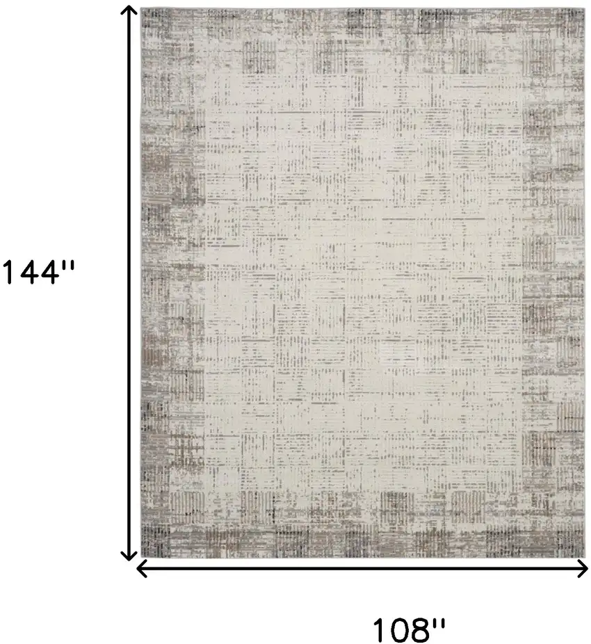Ivory and Gray Abstract Area Rug Photo 3