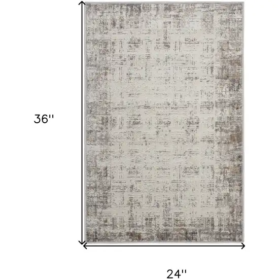 Ivory and Gray Abstract Area Rug Photo 3