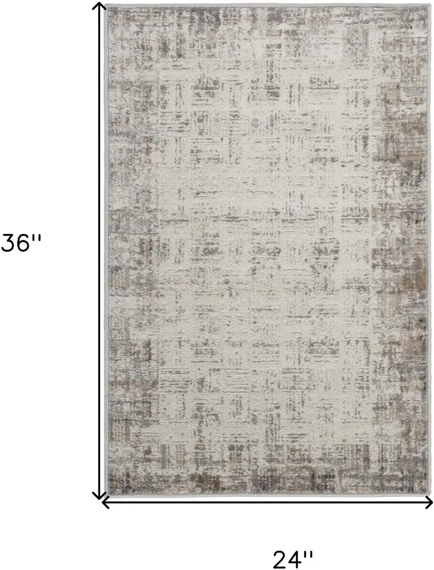 Ivory and Gray Abstract Area Rug Photo 3