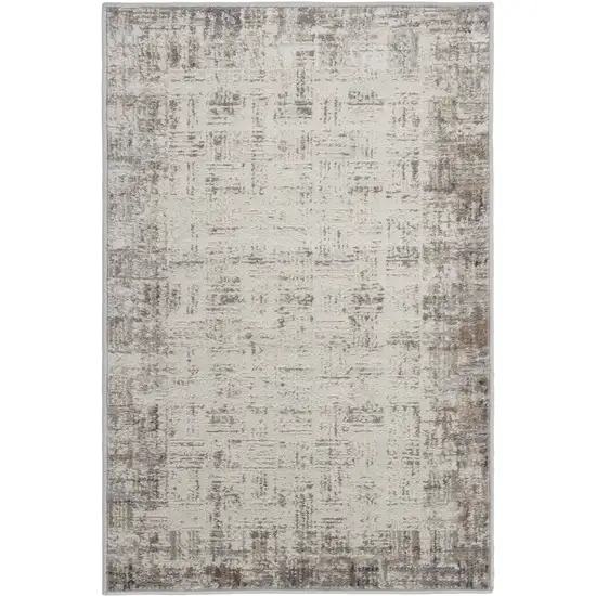 Ivory and Gray Abstract Area Rug Photo 2