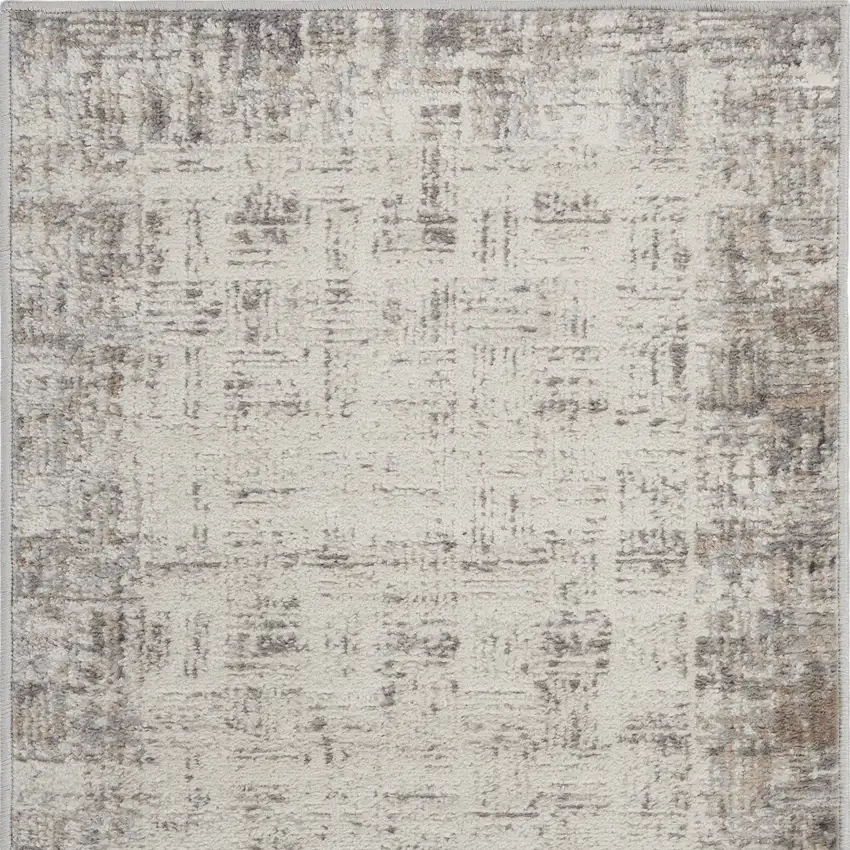 Ivory and Gray Abstract Area Rug Photo 5