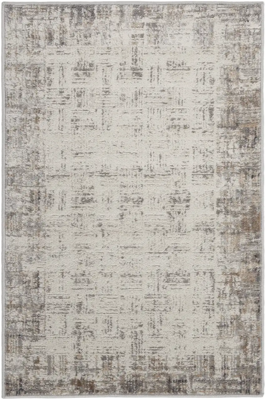 Ivory and Gray Abstract Area Rug Photo 1