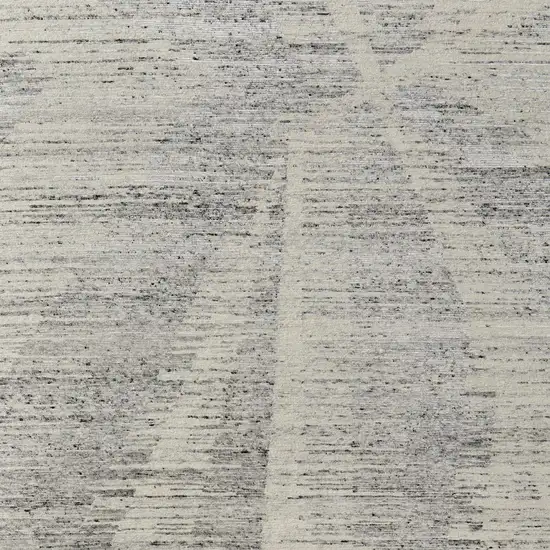 Ivory and Gray Abstract Hand Knotted Worn Faded Area Rug Photo 7