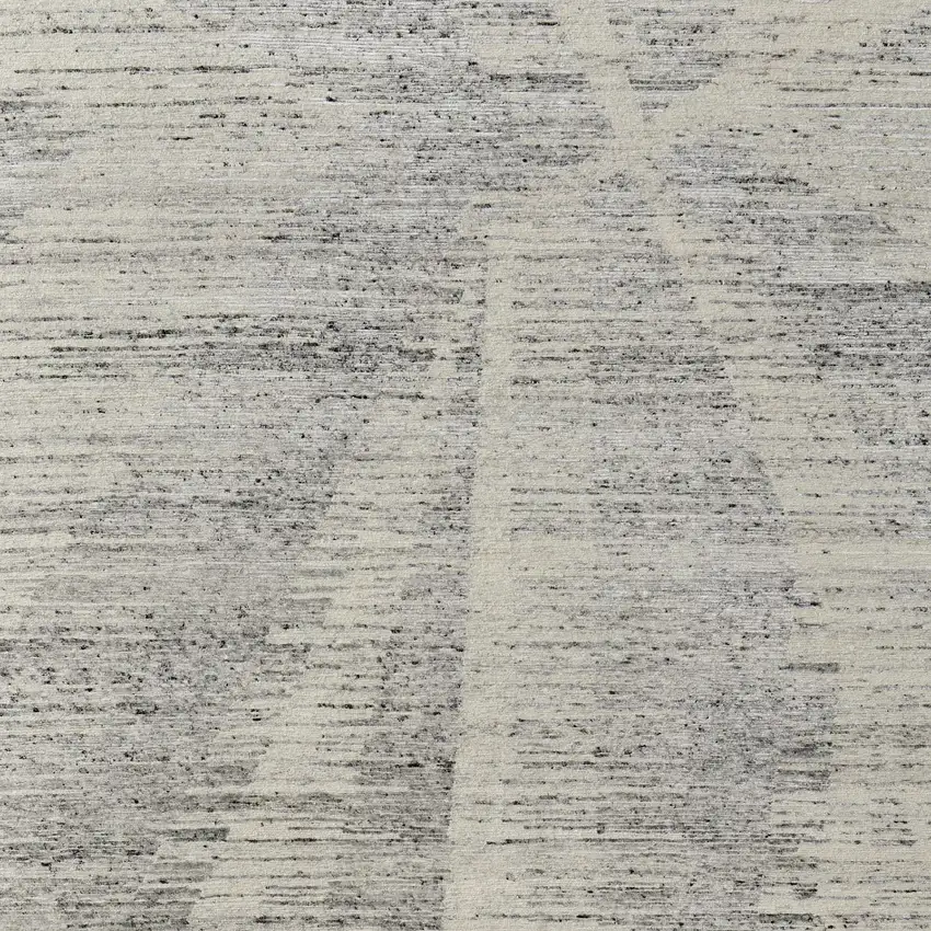 Ivory and Gray Abstract Hand Knotted Worn Faded Area Rug Photo 7