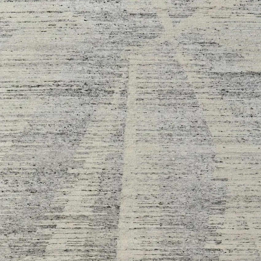 Ivory and Gray Abstract Hand Knotted Worn Faded Area Rug Photo 4