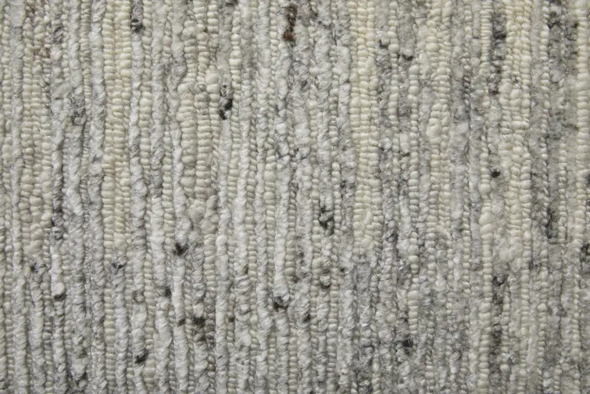 Ivory and Gray Abstract Hand Knotted Worn Faded Area Rug Photo 9