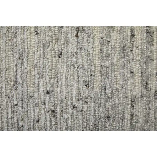 Ivory and Gray Abstract Hand Knotted Worn Faded Area Rug Photo 9