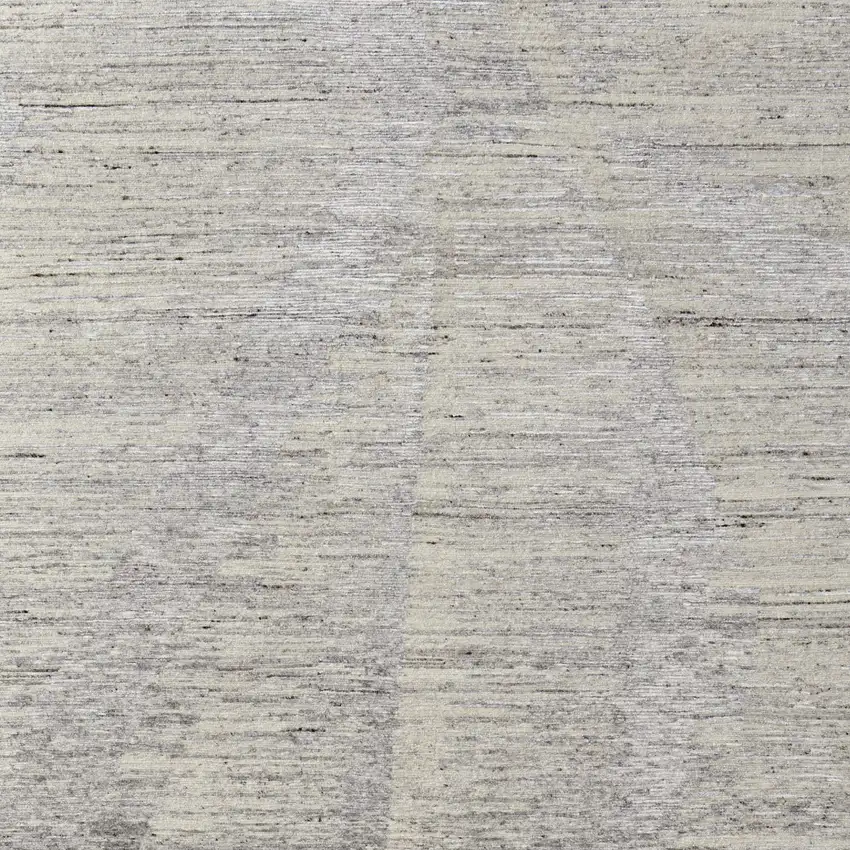 Ivory and Gray Abstract Hand Knotted Worn Faded Area Rug Photo 6