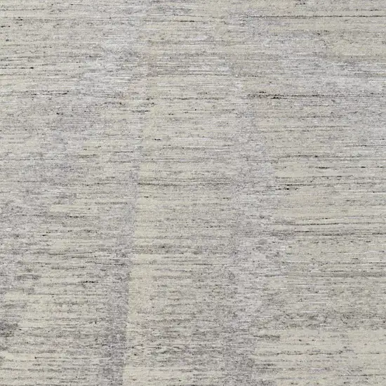 Ivory and Gray Abstract Hand Knotted Worn Faded Area Rug Photo 8