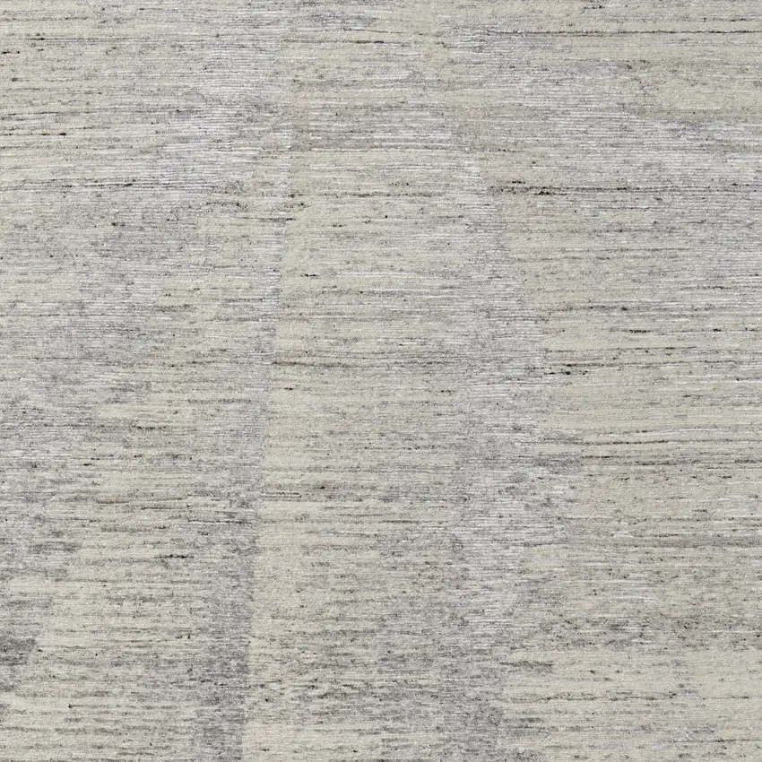 Ivory and Gray Abstract Hand Knotted Worn Faded Area Rug Photo 8