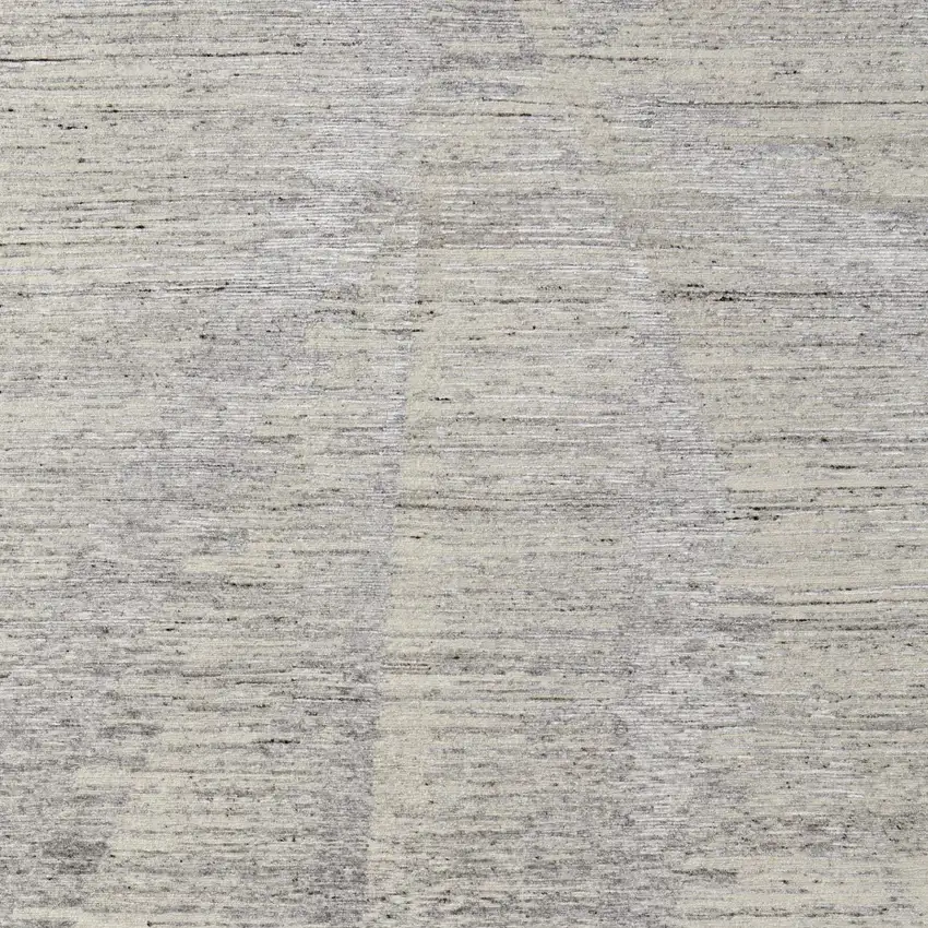 Ivory and Gray Abstract Hand Knotted Worn Faded Area Rug Photo 6