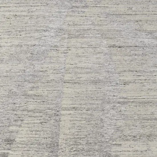 Ivory and Gray Abstract Hand Knotted Worn Faded Area Rug Photo 9