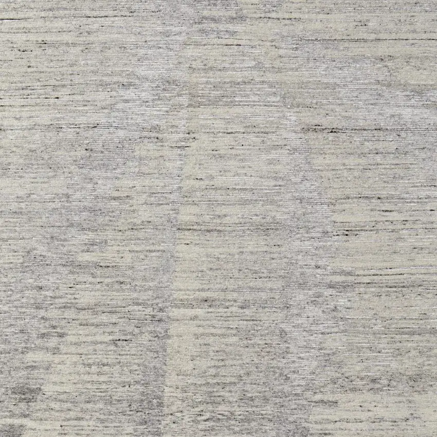 Ivory and Gray Abstract Hand Knotted Worn Faded Area Rug Photo 9