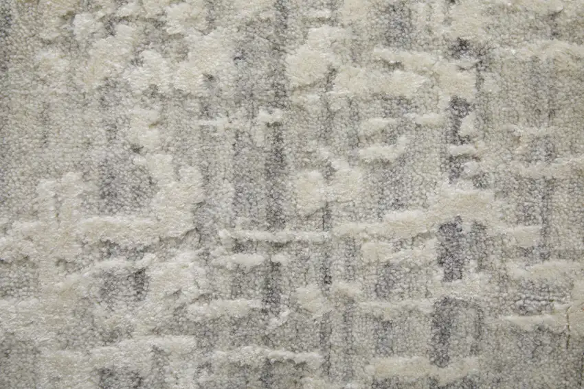 Ivory and Gray Abstract Hand Woven Worn Faded Area Rug Photo 8