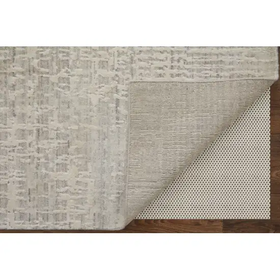 Ivory and Gray Abstract Hand Woven Worn Faded Area Rug Photo 9