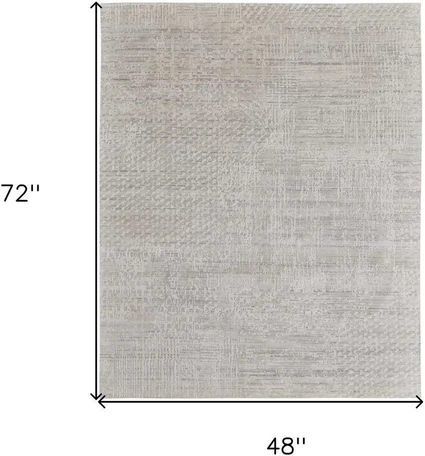Ivory and Gray Abstract Hand Woven Worn Faded Area Rug Photo 3