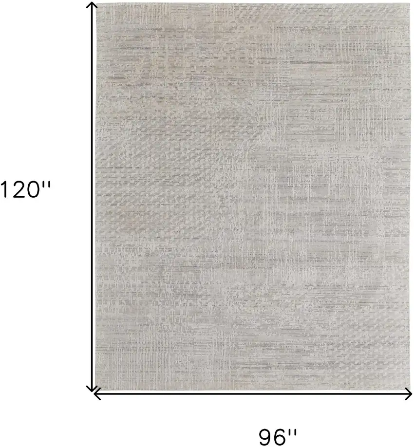 Ivory and Gray Abstract Hand Woven Worn Faded Area Rug Photo 3
