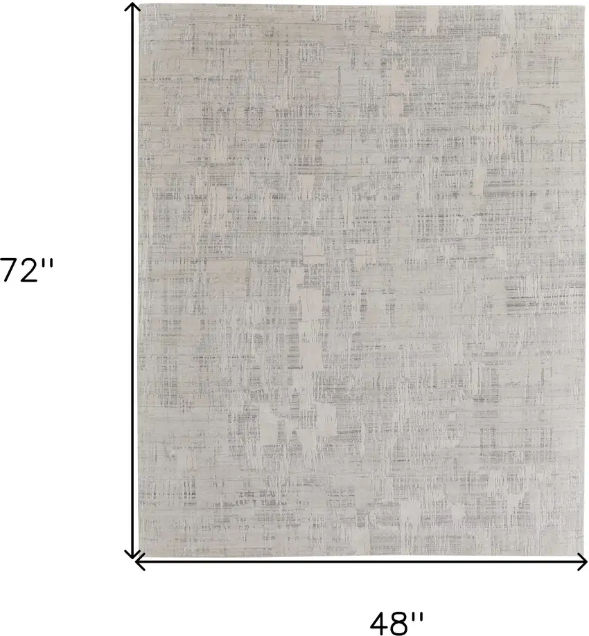 Ivory and Gray Abstract Hand Woven Worn Faded Area Rug Photo 9