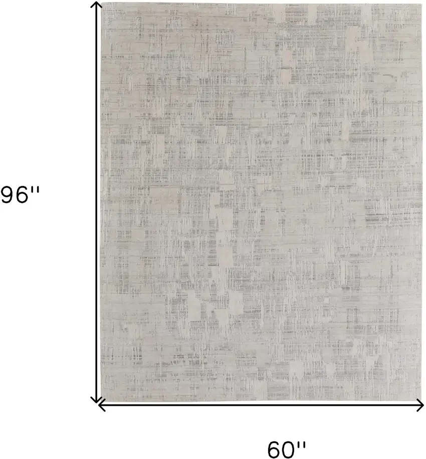 Ivory and Gray Abstract Hand Woven Worn Faded Area Rug Photo 3