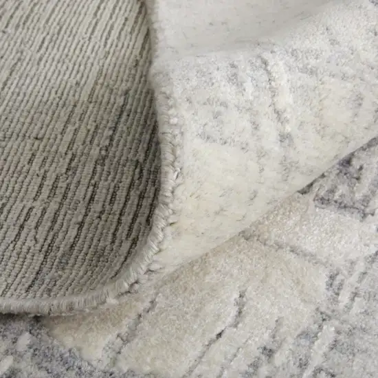Ivory and Gray Abstract Hand Woven Worn Faded Area Rug Photo 7