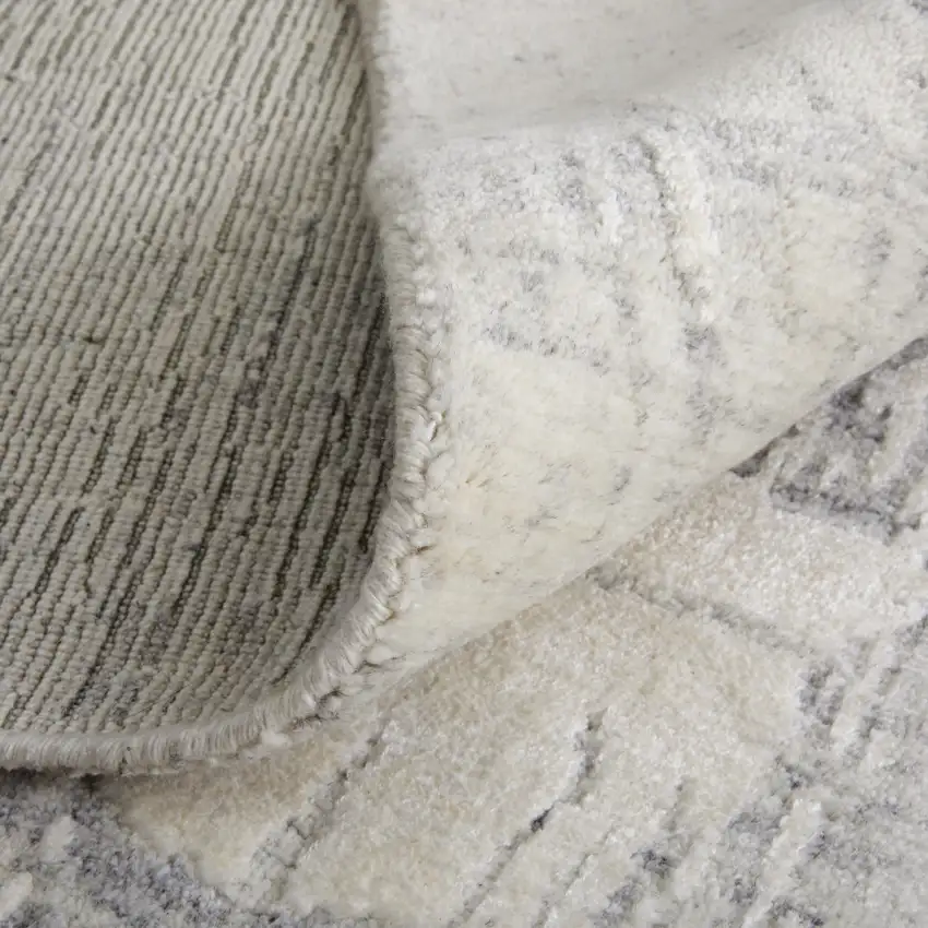 Ivory and Gray Abstract Hand Woven Worn Faded Area Rug Photo 7