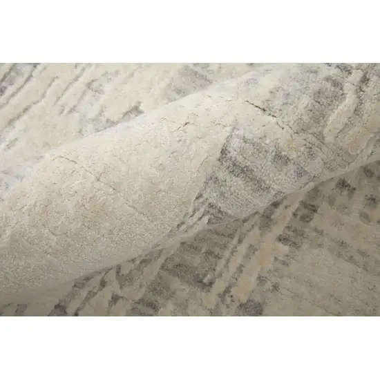 Ivory and Gray Abstract Hand Woven Worn Faded Area Rug Photo 8