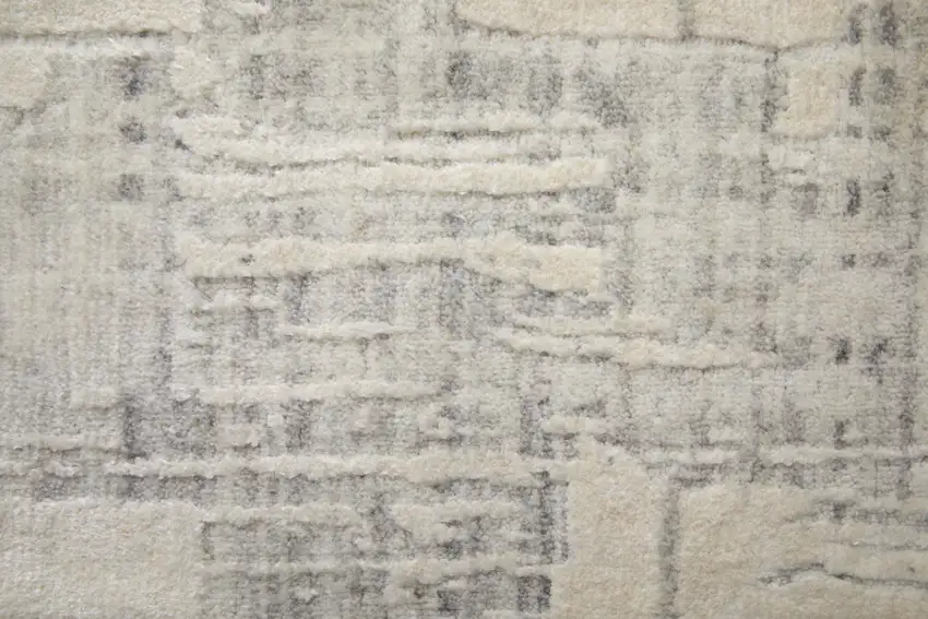 Ivory and Gray Abstract Hand Woven Worn Faded Area Rug Photo 9
