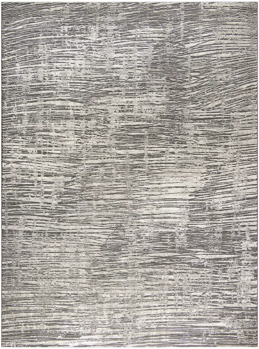 Ivory and Gray Abstract Non Skid Area Rug Photo 2