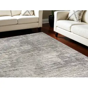 Photo of Ivory and Gray Abstract Non Skid Area Rug