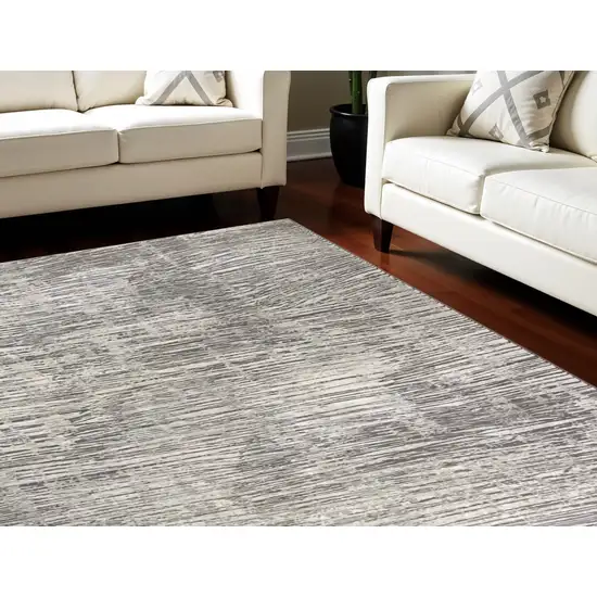 Ivory and Gray Abstract Non Skid Area Rug Photo 1