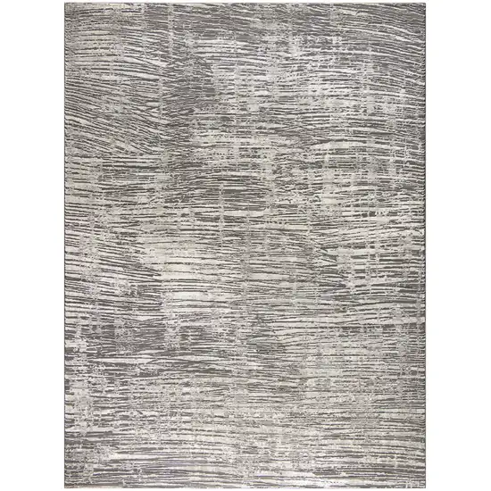 Ivory and Gray Abstract Non Skid Area Rug Photo 7