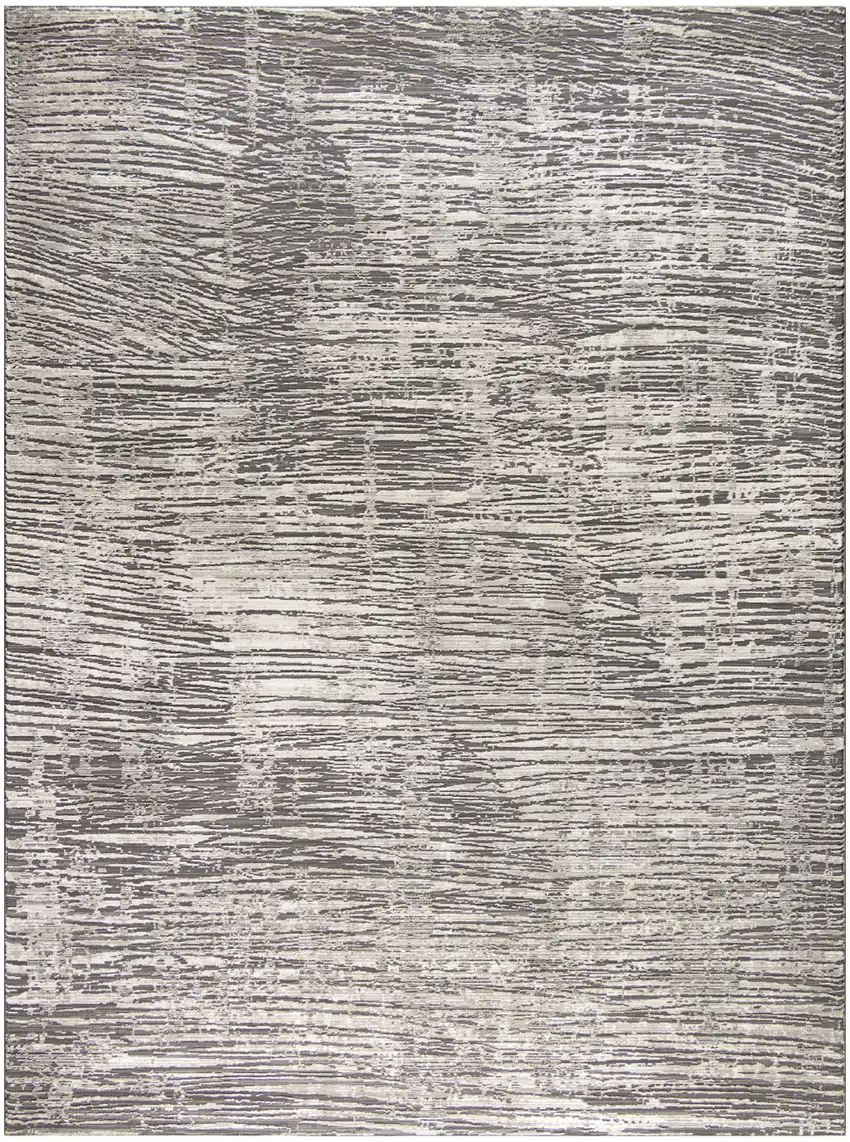 Ivory and Gray Abstract Non Skid Area Rug Photo 7
